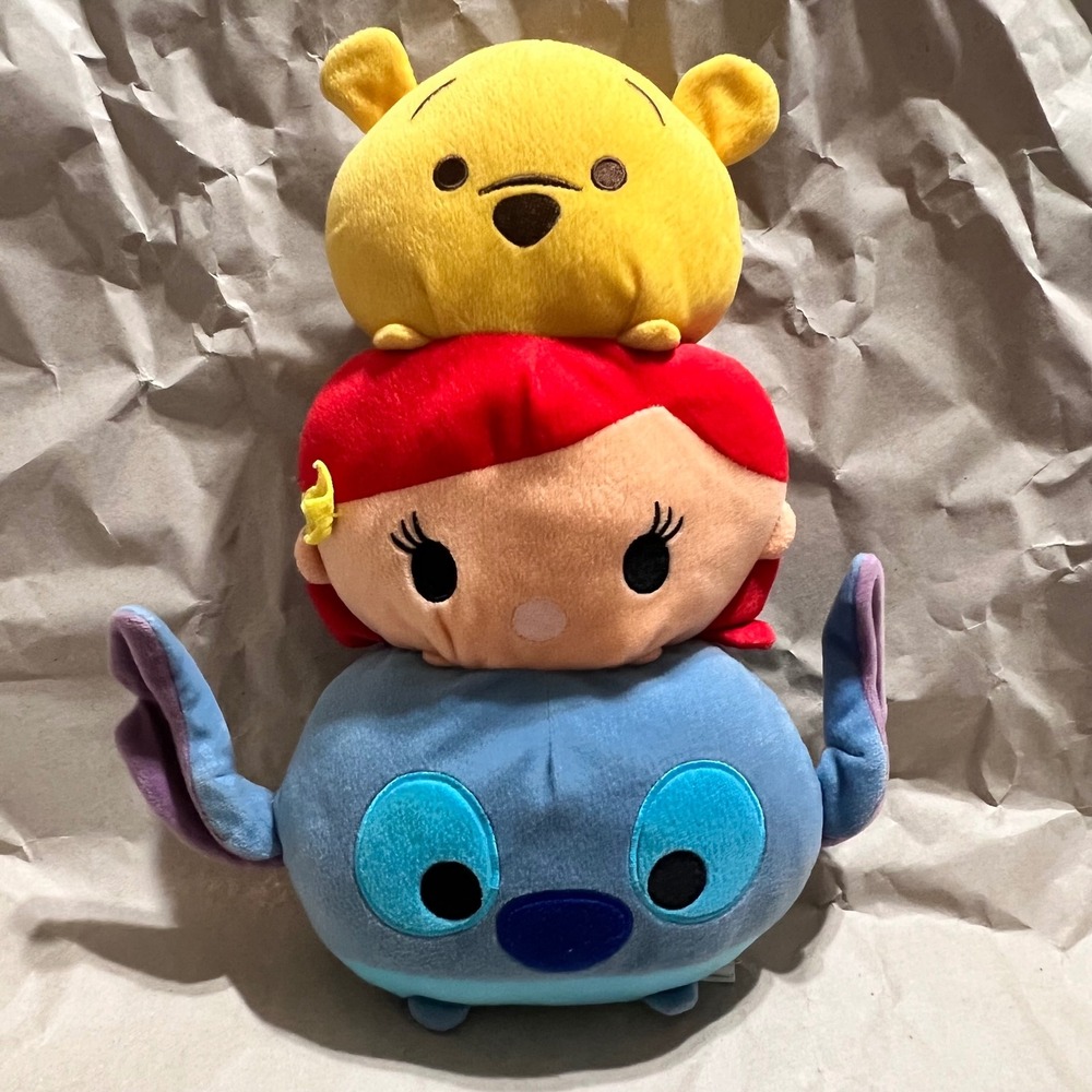 Disney Tsum Tsum Stackable Plush Pillow Pooh Ariel Stitch Blue Red Yellow Kawaii